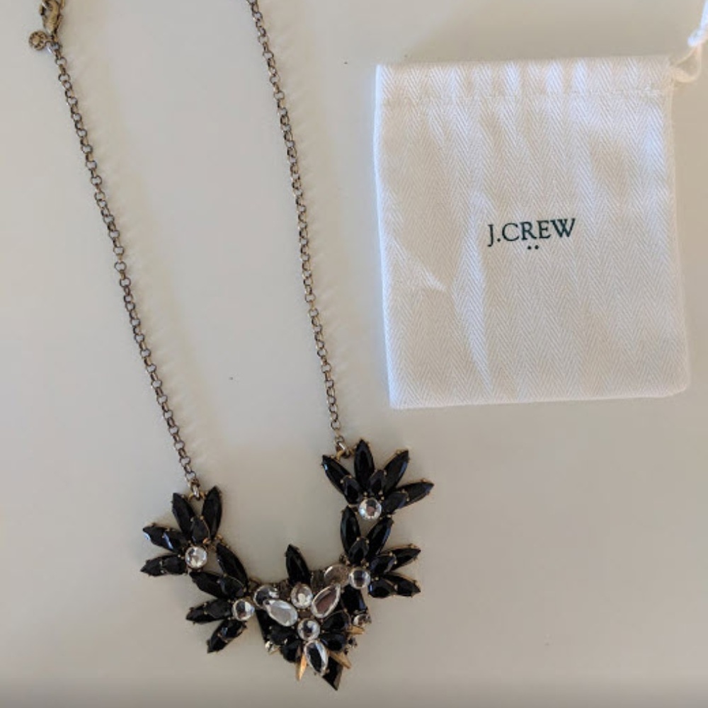 J.Crew Cluster Stone Black Necklace